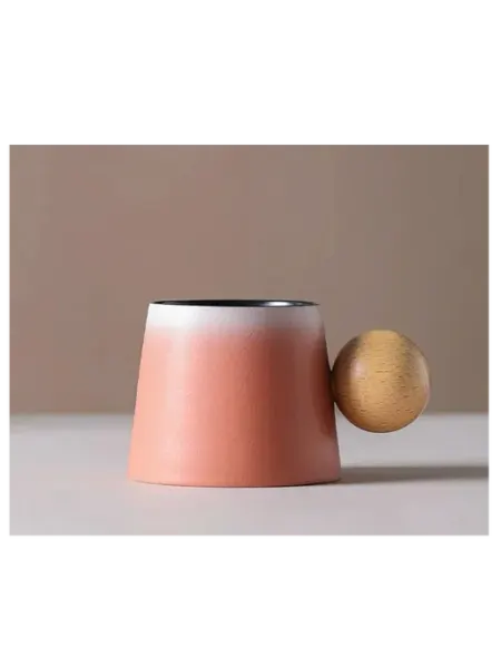 Ретро кружки с деревянной ручкой French garden