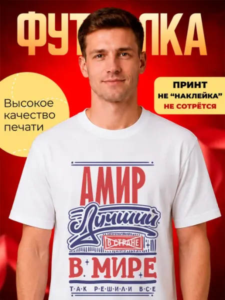 Футболка с именем Амир лучший в мире так решили все ЗаяБолка