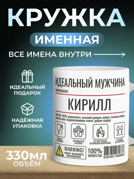 Кружка именная идеальный мужчина - Кирилл Мятая мята