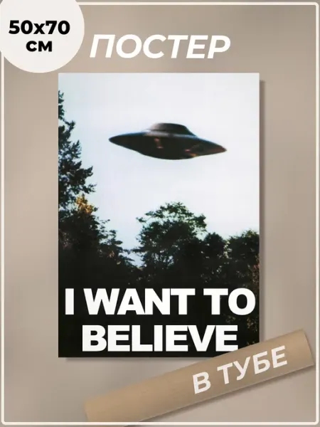 Постер 50х70 см Секретные материалы I want to believe Dobbi Art