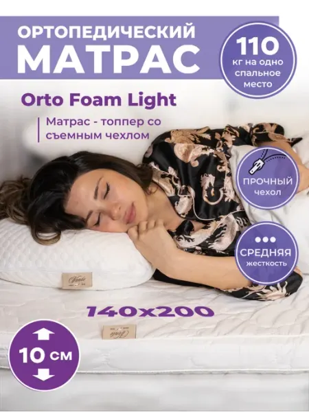 Матрас топпер ППУ 140х200 ортопедический VENTO RAT