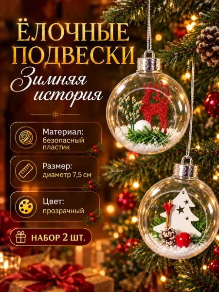 Елочные новогодние игрушки шары, 2 шт B&H