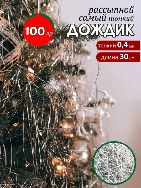 Дождик тонкий новогоднее украшение на елку и декор IAM! NY