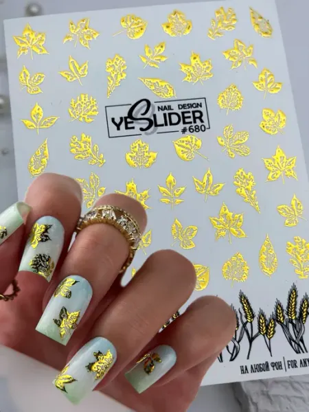 Наклейки для ногтей осенние слайдеры для маникюра осень YESLIDER