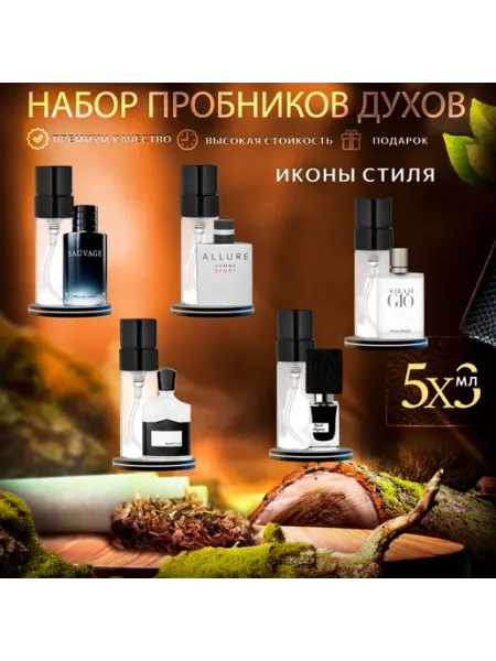 Арома бокс "Иконы стиля" набор пробников духов мужской Аромания