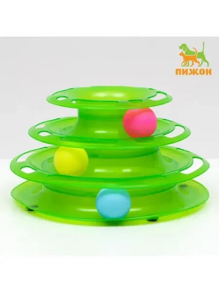 Игровой комплекс "Пижон" для кошек с 3 шариками, 24,5 х 24,5