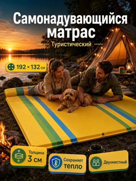 Матрас коврик для кемпинга самонадувающийся двухместный IDVROO