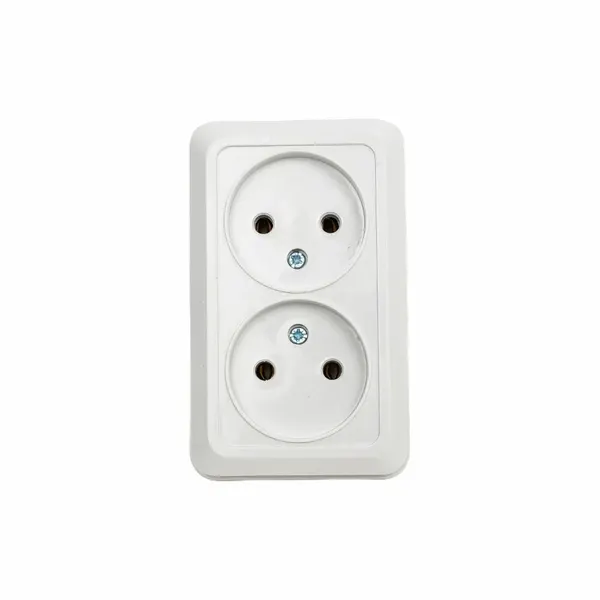 Двойная розетка IN HOME BOLLETO белая накладная 7102 4680005959822