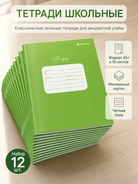 Тетрадь в линейку 18 листов набор 12 шт Schoolformat
