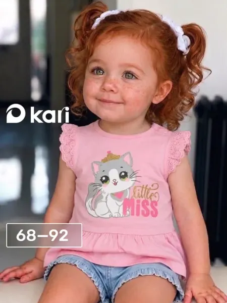 Футболка для маленькой девочки розовая с принтом Kari baby