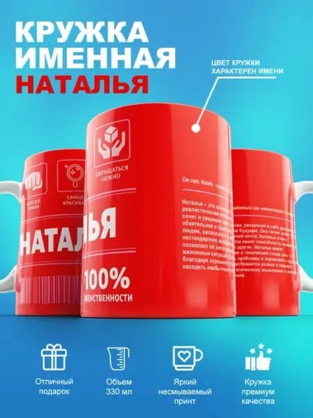 Именная кружка с именем Наташа 330мл cup-cup