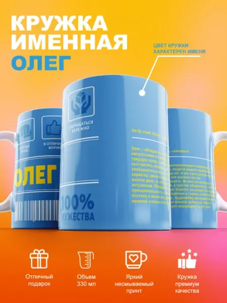 Именная кружка Олег керамическая в подарок 330мл cup-cup