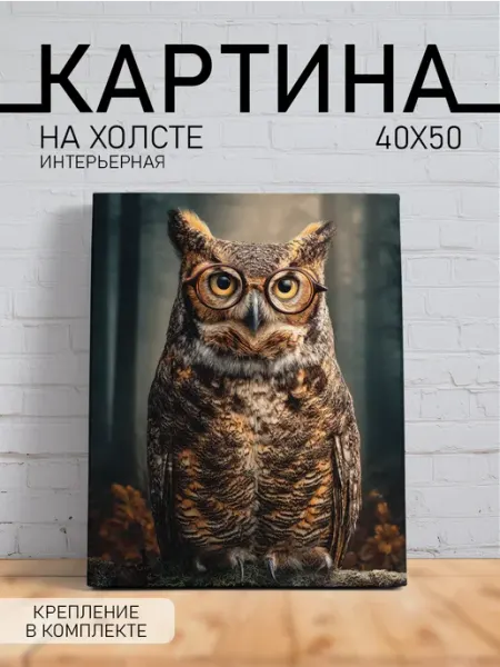 Картина интерьерная с креплением Сова Раскрасим сами