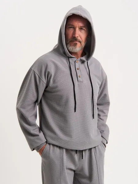 Mens dream Спортивный костюм мужской с капюшоном на пуговицах