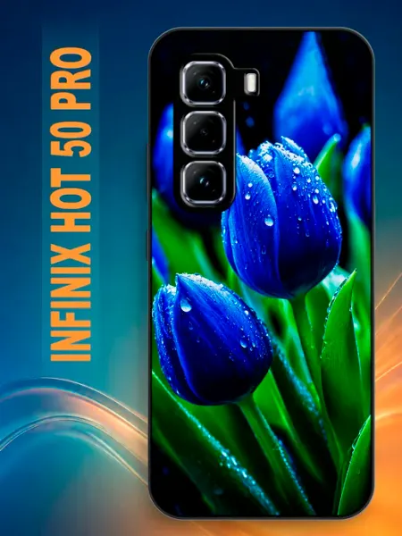 Чехол на Infinix Hot 50 Pro 4G с принтом Синие тюльпаны Fang Shadow