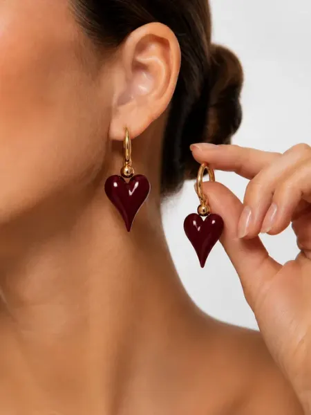 Серьги с сердцем бижутерия крупные