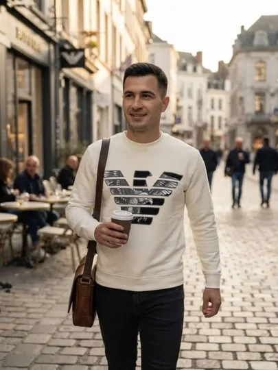 Мужской свитер EA7 Emporio Armani, спортивный повседневный свитер с принтом в виде орла