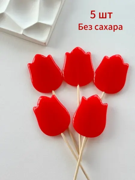 Леденцы на палочке красные тюльпаны КэндиБар