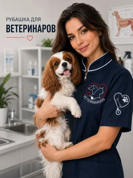 Рубашка для ветеринара с вышивкой Стиль Грумера