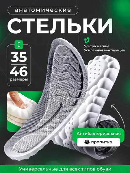 Стельки для обуви анатомические антибактериальные Nafoing