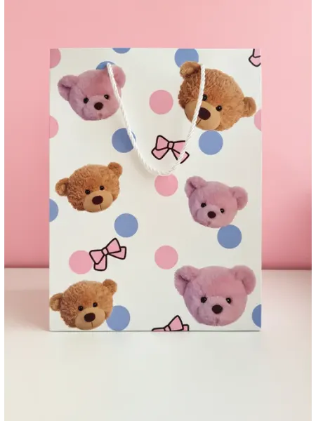 Пакет подарочный Медведи с бантиками (25х33х12см) PinkyCat Упаковка