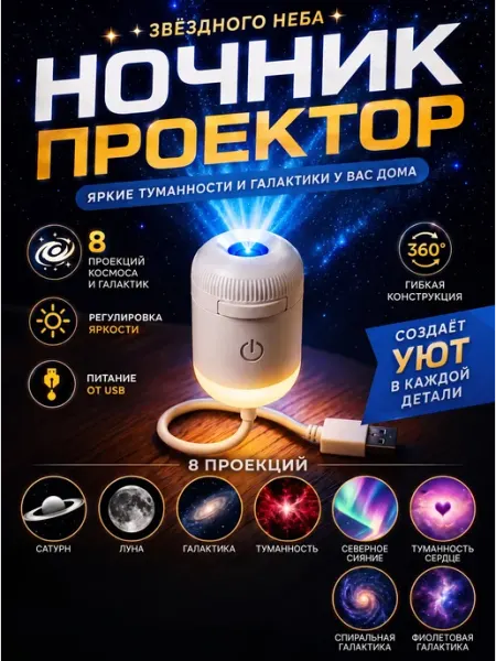 Проектор Звездное небо ночник портативный