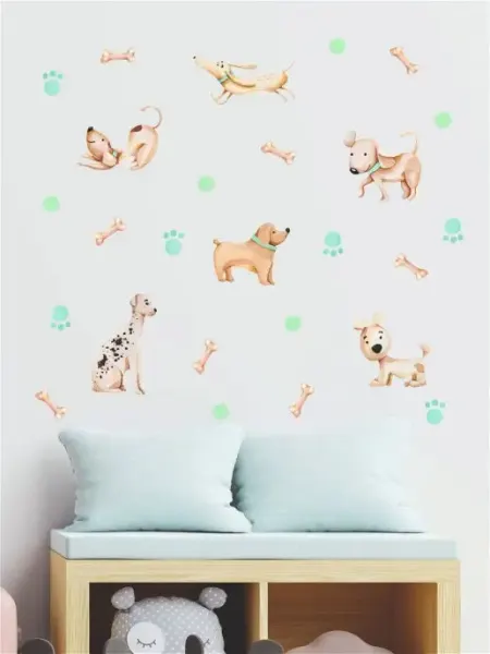 Интерьерные наклеки на стену Щенки Lisadecor