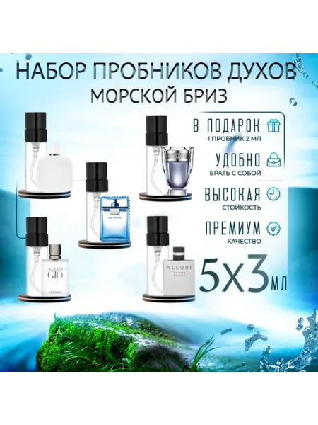 Арома бокс "Морской бриз" набор пробников духов мужских Аромания
