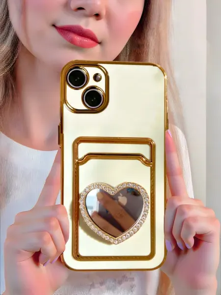 Чехол на iPhone 13 Айфон 13 с зеркалом и картхолдером Banana!
