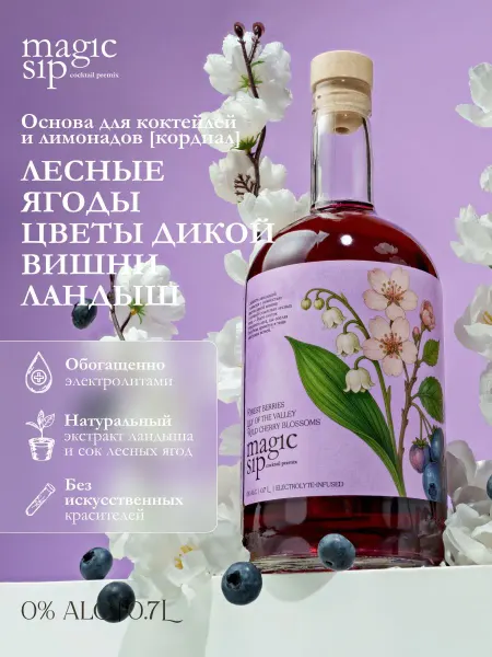 Drinksome Сироп лесные ягоды-ландыши-цветы дикой вишни основа для кокт…