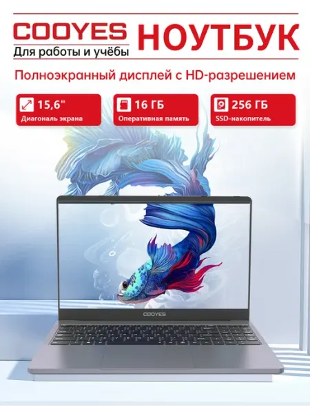 Ноутбук для работы и учебы 15.6" N5095A 16ГБ 256ГБ M.2 SSD Cooyes