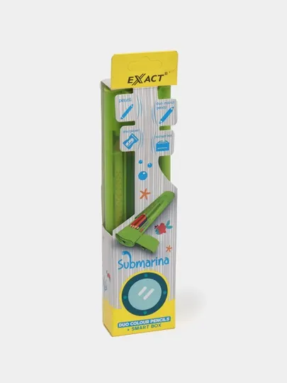 Цветные двусторонние карандаши с пеналом EXACT DRQ006P
