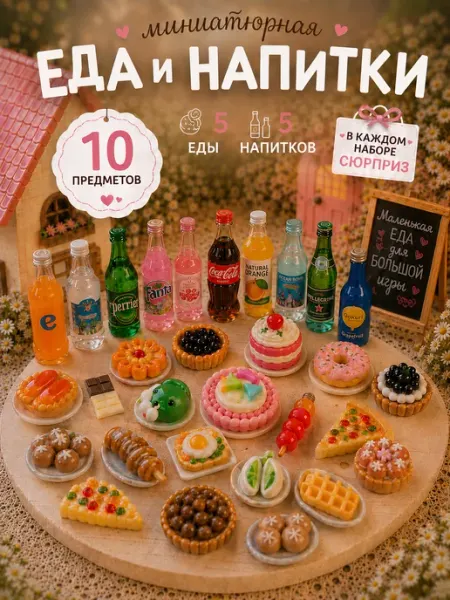 Еда для кукол, Миниатюрная еда и напитки для кукол и барби TANTA ROBA