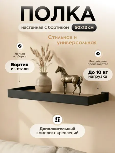 Полка настенная навесная с бортиком HUDI home