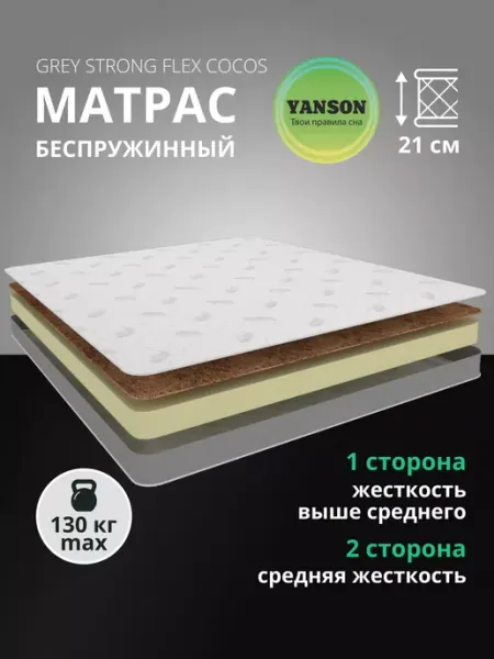 Матрас 70х120 на кровать беспружинный ортопедический YANSON Твои правила сна