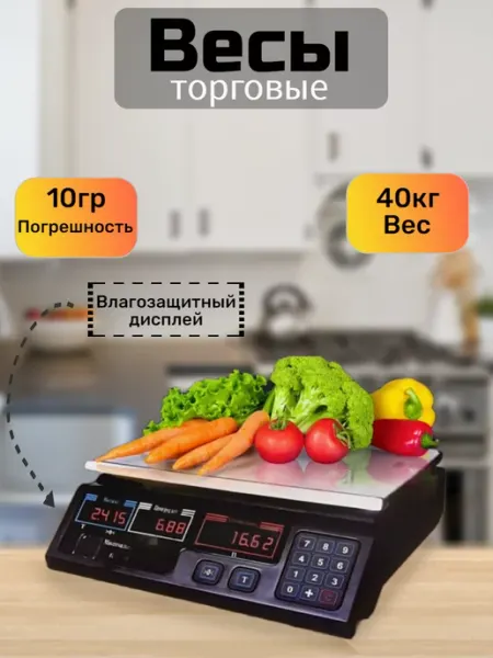 Весы торговые электронные настольные 40кг сталь