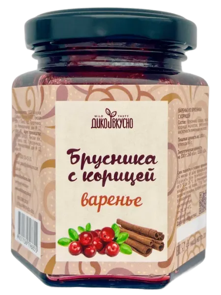 Варенье брусника с корицей 220г Дико вкусно