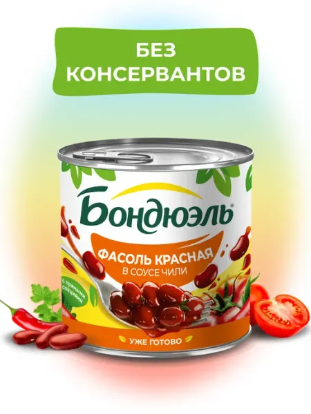 Красная фасоль в соусе Чили, 400г Bonduelle