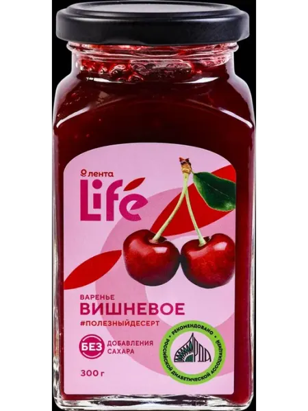 Варенье ЛЕНТА LIFE Вишневое без сахара 2шт