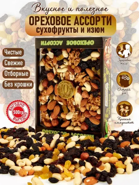 Ореховое ассорти сухофруты и изюм