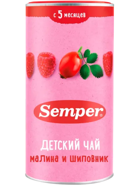 Чай детский ягодный Малина и шиповник с 5 месяцев 200 г Semper