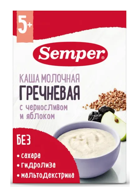Каша детская Молочная гречневая чернослив яблоко с 5 мес Semper