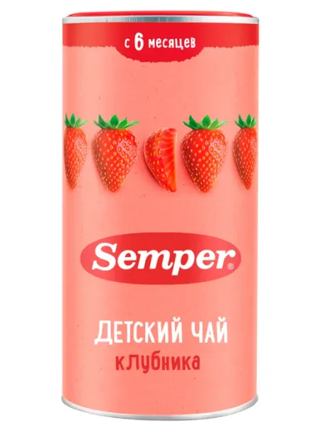 Чай детский ягодный Клубника с 6 месяцев, 180 гр Semper