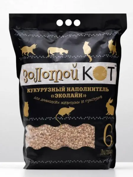 Наполнитель кукурузный "Золотой кот", 6 л 1094861 Золотой кот!
