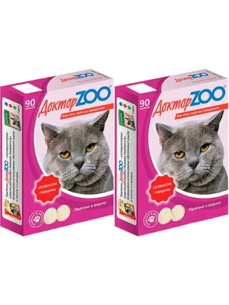 Мультивитаминное лакомство с говядиной и биотином 90 шт 2уп Доктор Zoo