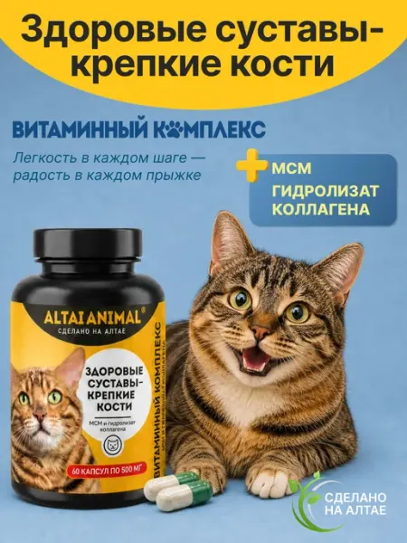 Витамины для кошек Здоровые суставы Крепкие кости Алтайские традиции