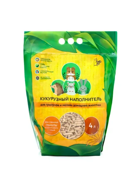 Наполнитель кукурузный "Золотой кот", гранулированный, 4 л Золотой кот