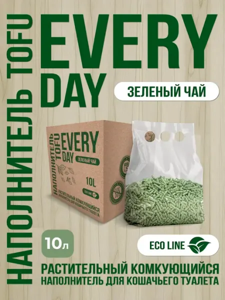 Наполнитель для кошачьего туалета комкующийся Тофу 10 л ЕVERYDAY