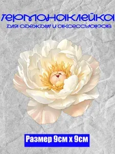 Термонаклейка для одежды "Кремовый пион Солнце" Цветок (dtf_0014_348)