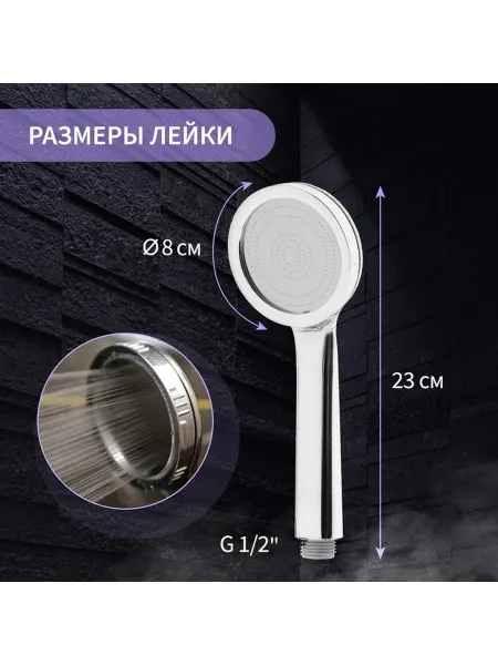 Современная душевая лейка с микроскопическими точками